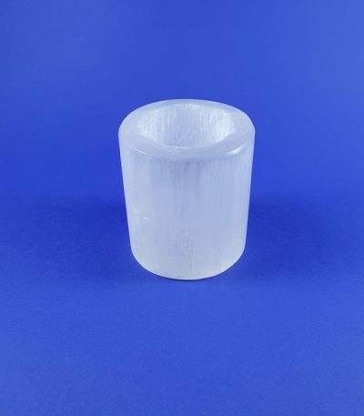 White Selenite Candle Holder