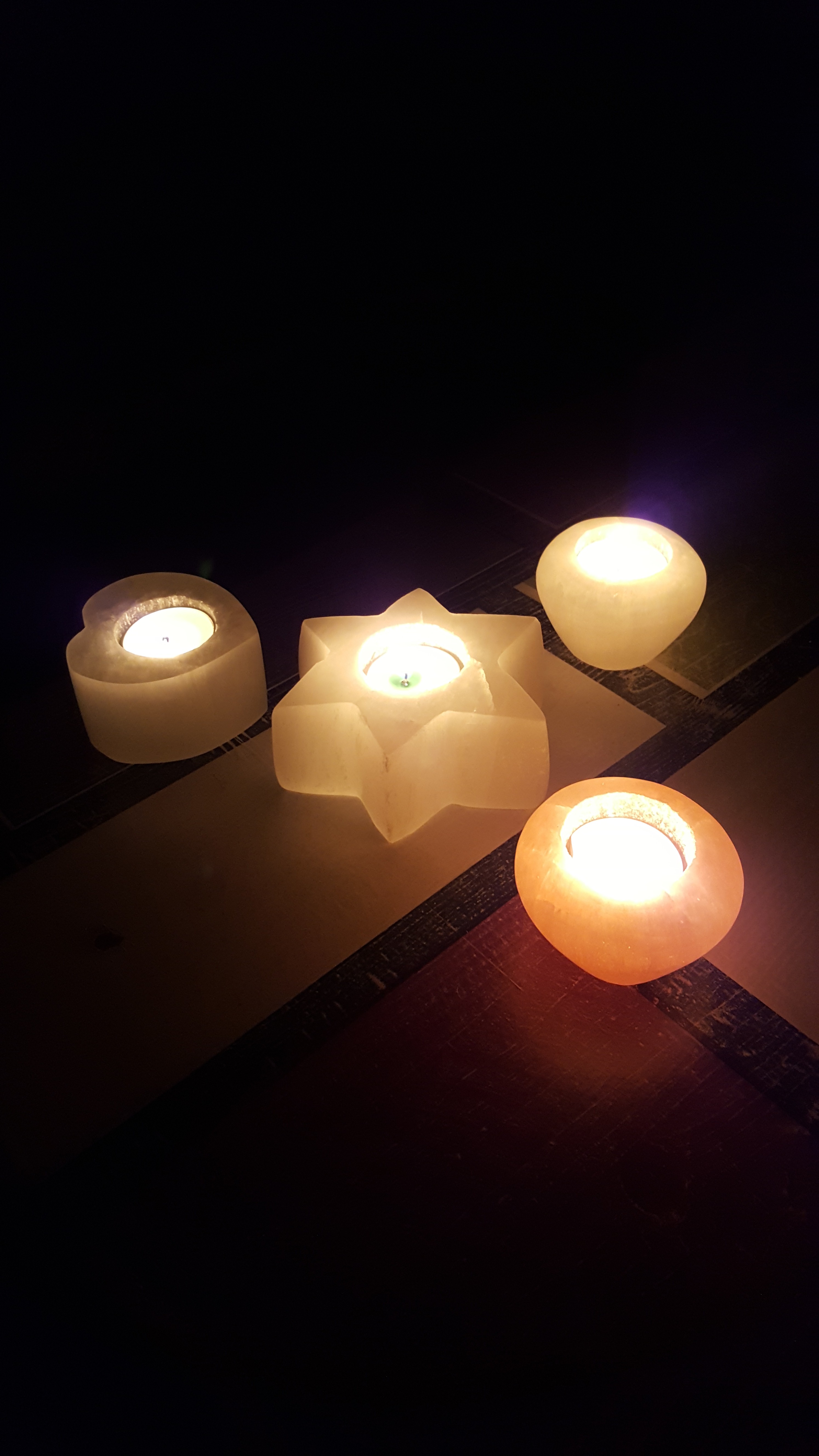 selenite candle holder